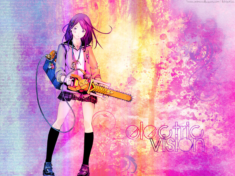 Anime Girl with Chainsaw — Pink, Dramatic, Digital Art
