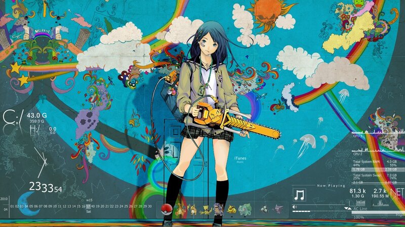 Anime girl with chainsaw wallpaper