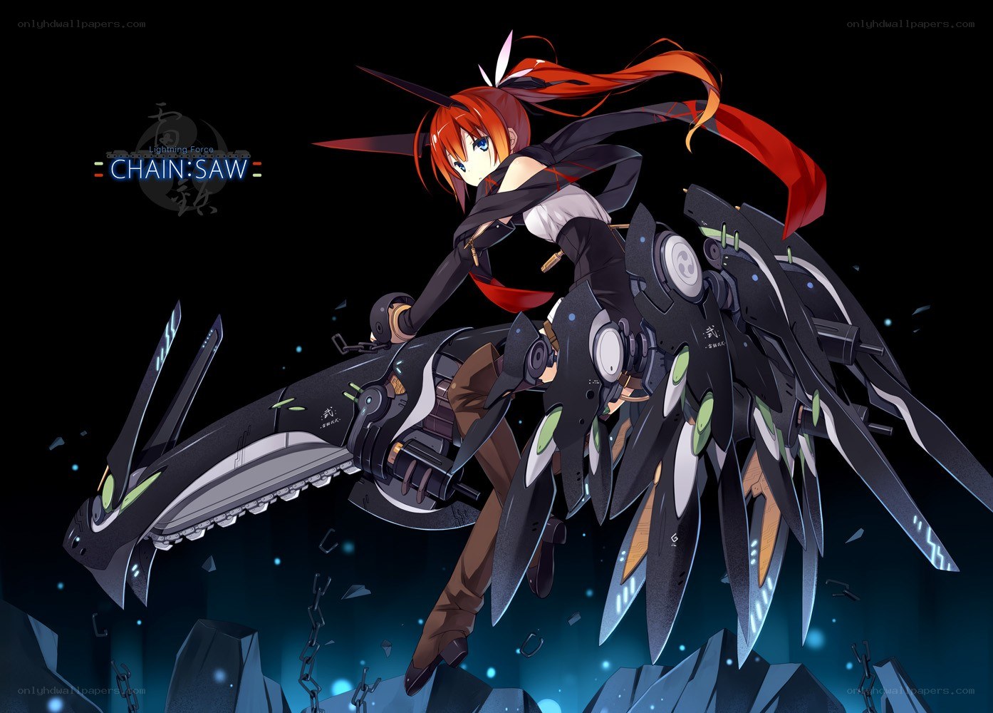 Anime girl with chainsaw weapon