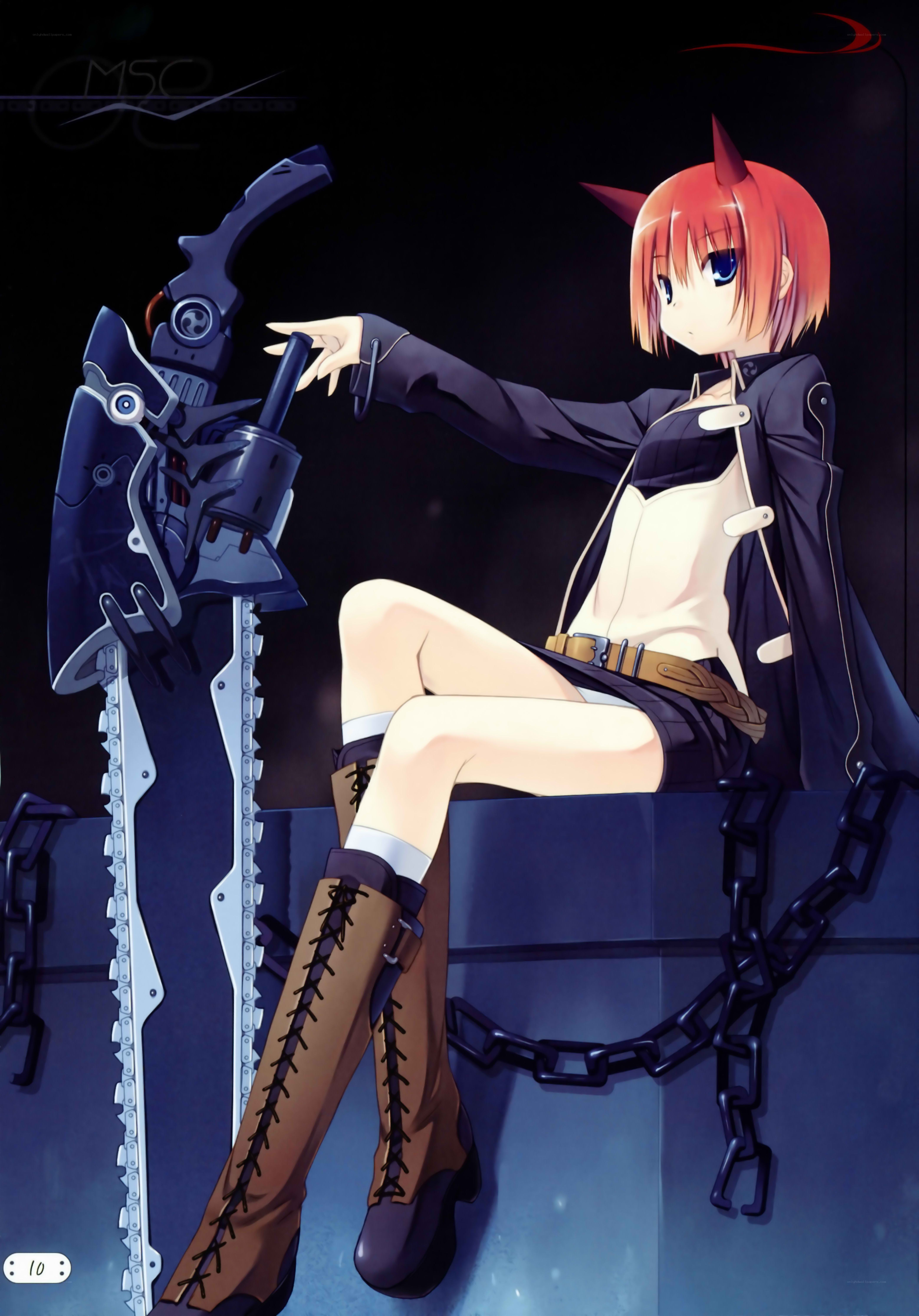 anime girl with chainsaw weapon