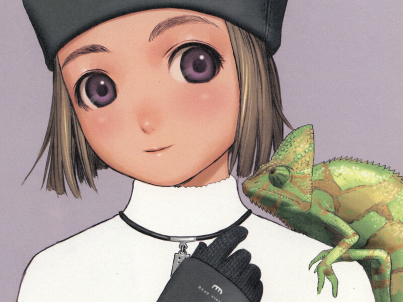 anime girl with chameleon