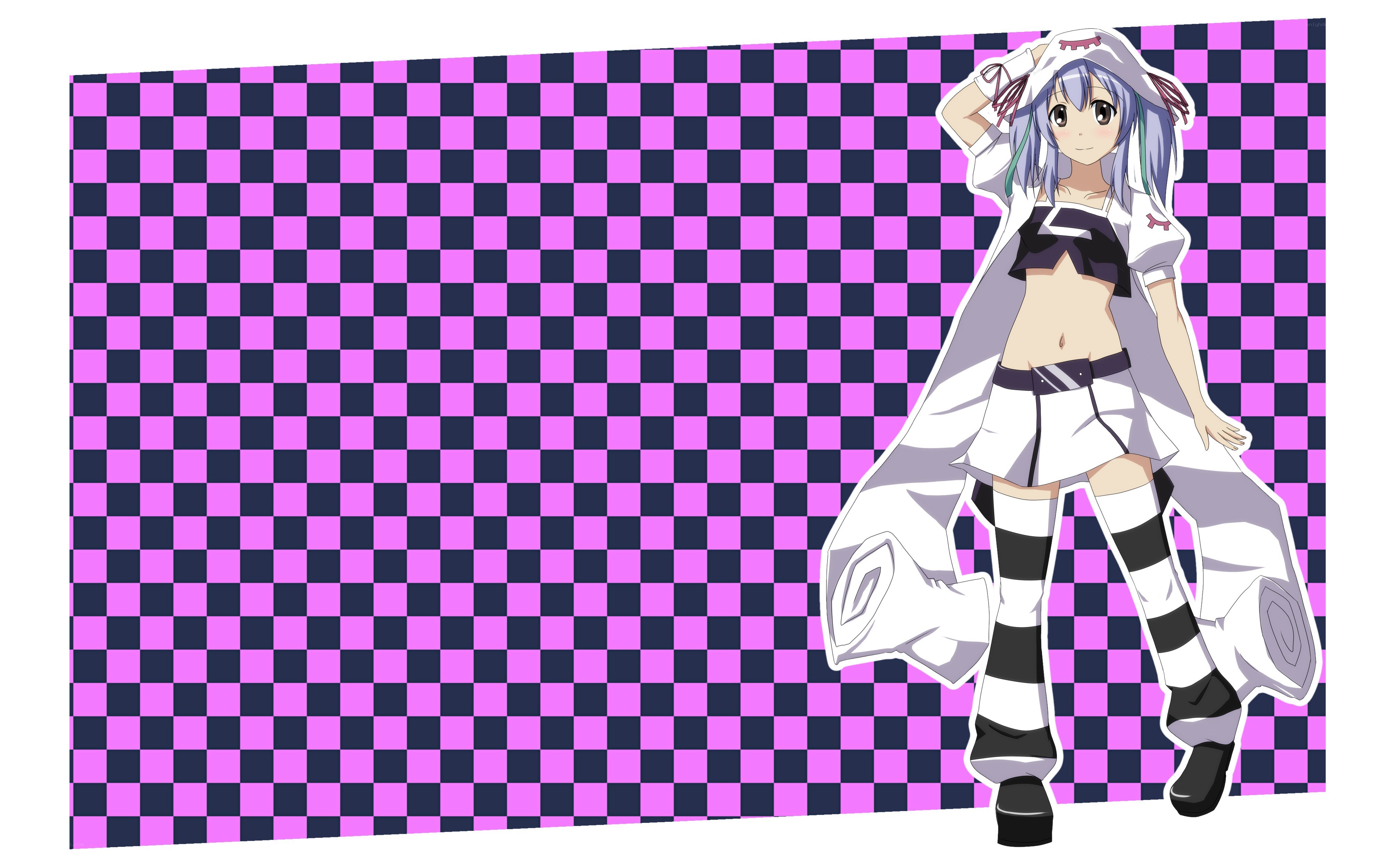 anime girl with checkered background