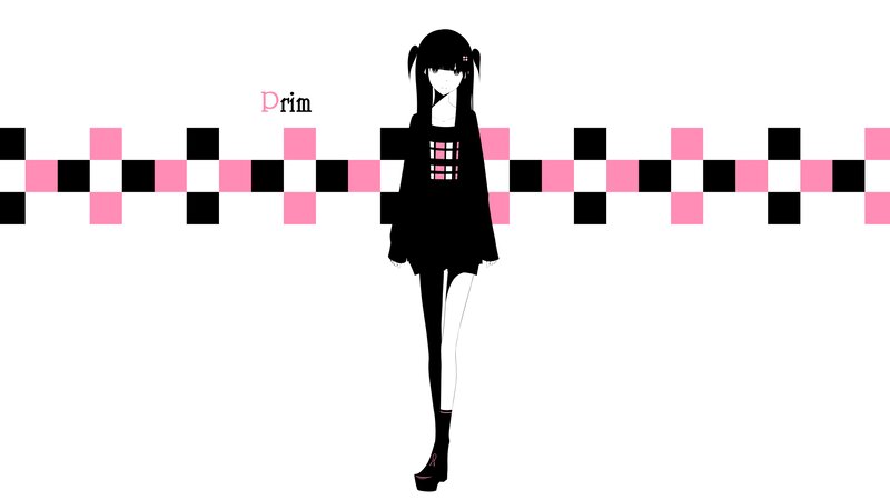 Anime Girl with Checkered Pattern