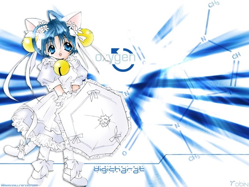 anime girl with chemical symbols