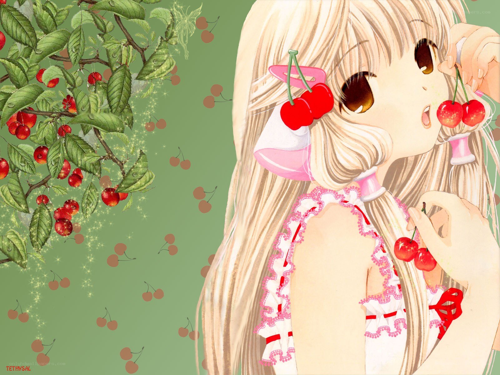 Anime girl with cherries