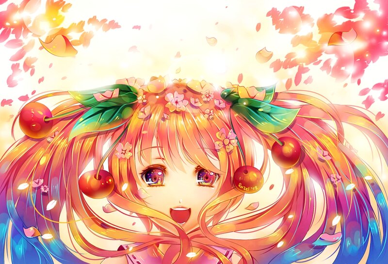 Anime Girl with Cherries — Orange