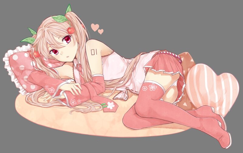 Anime Girl with Cherries — Pink, Playful