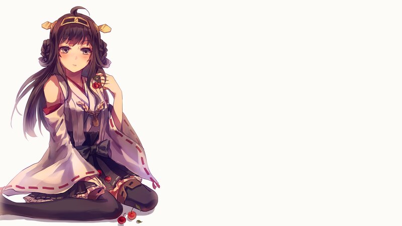 Anime Girl with Cherries — White, Calm