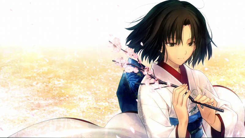 anime girl with cherry blossom