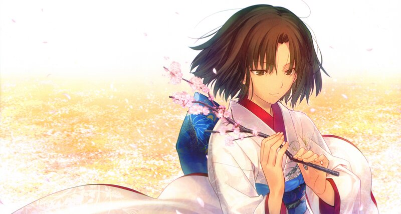anime girl with cherry blossom