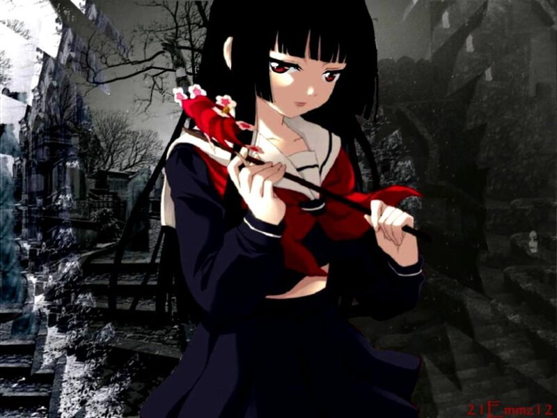 anime girl with cherry blossom