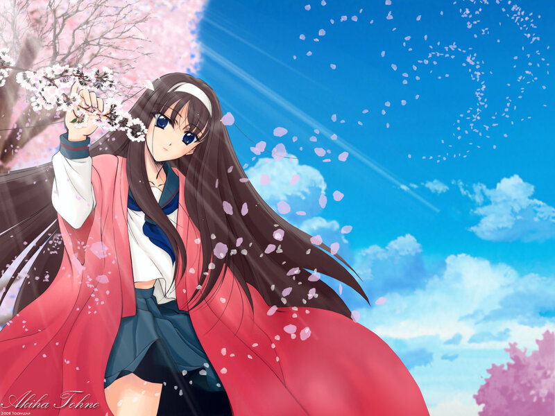 Anime girl with cherry blossoms
