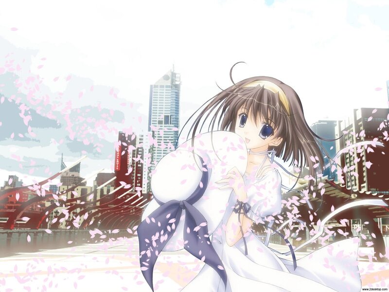 Anime girl with cherry blossoms