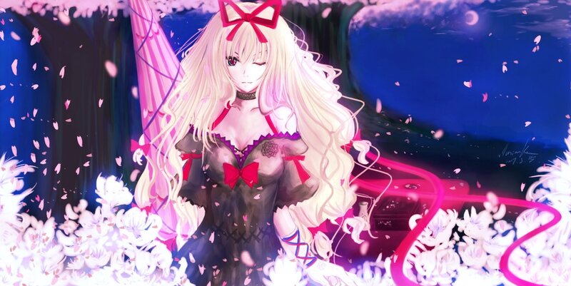 Anime girl with cherry blossoms