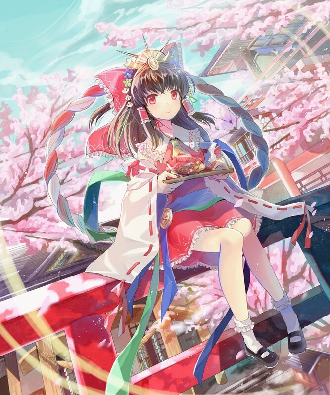 Anime girl with cherry blossoms