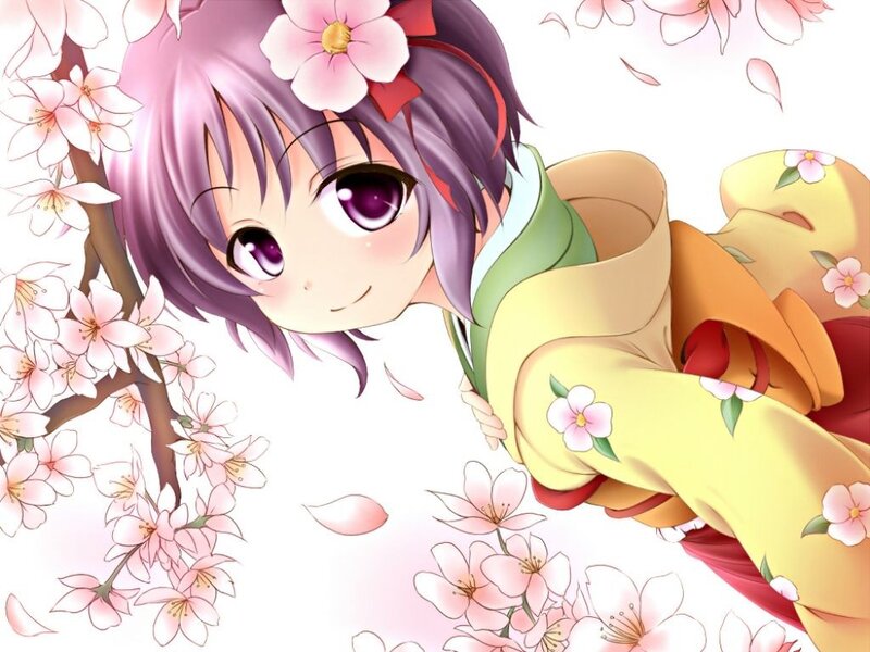 anime girl with cherry blossoms