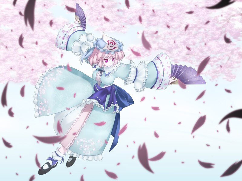 anime girl with cherry blossoms