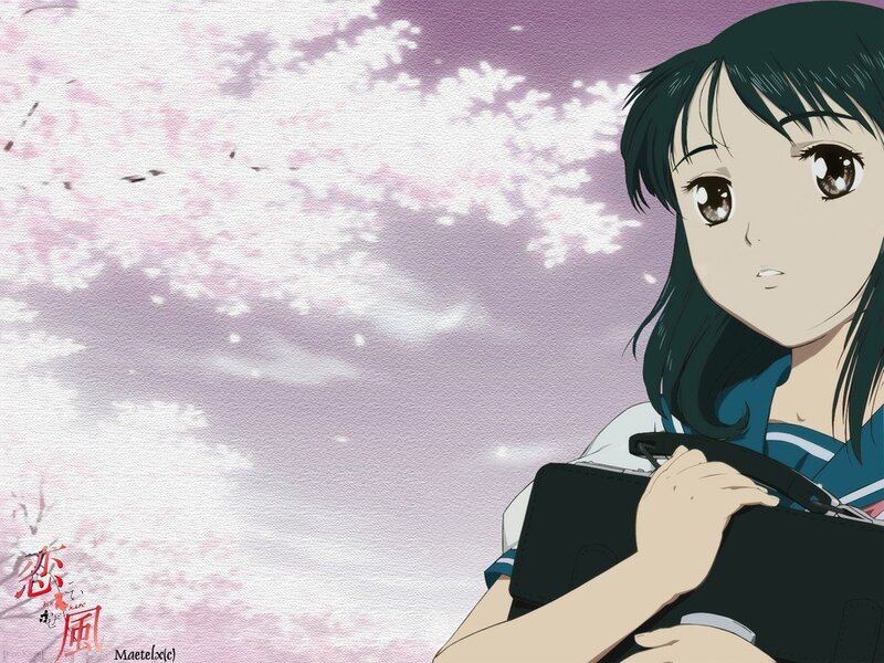 Anime girl with cherry blossoms