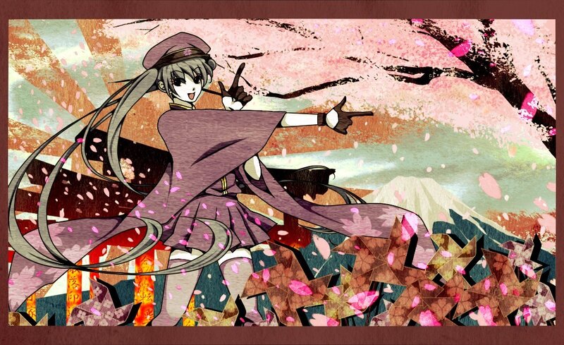 anime girl with cherry blossoms