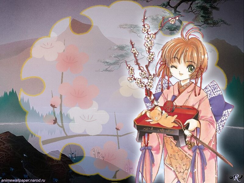 Anime girl with cherry blossoms