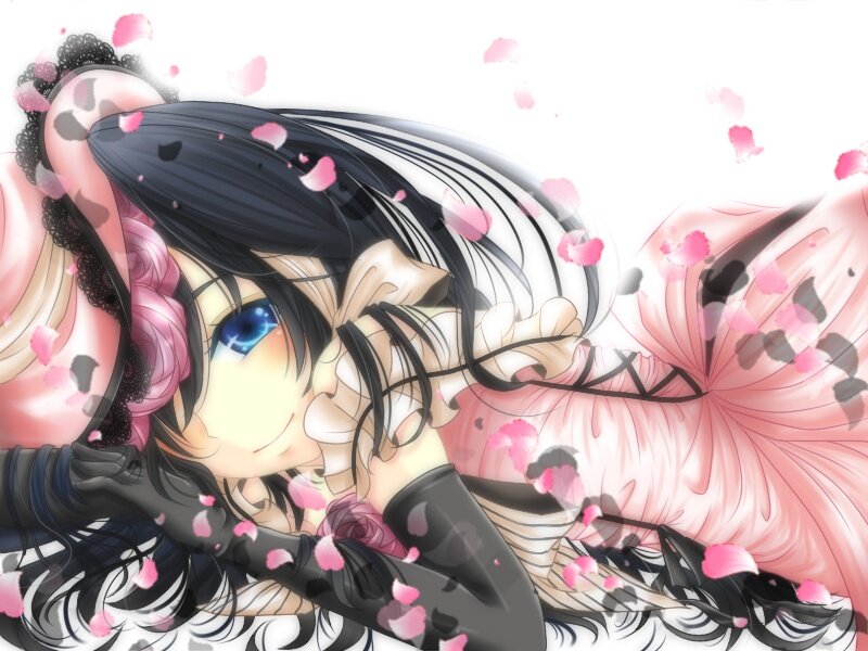 anime girl with cherry blossoms