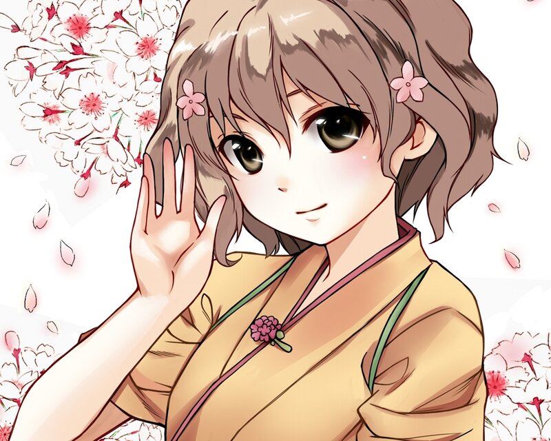 anime girl with cherry blossoms