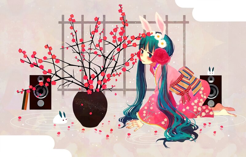 Anime girl with cherry blossoms