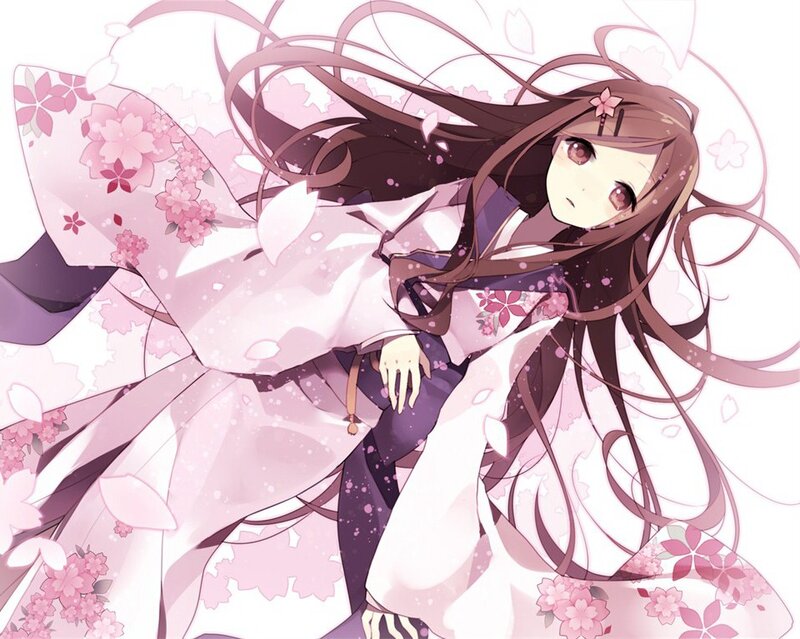 anime girl with cherry blossoms