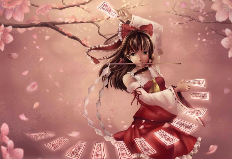 anime girl with cherry blossoms