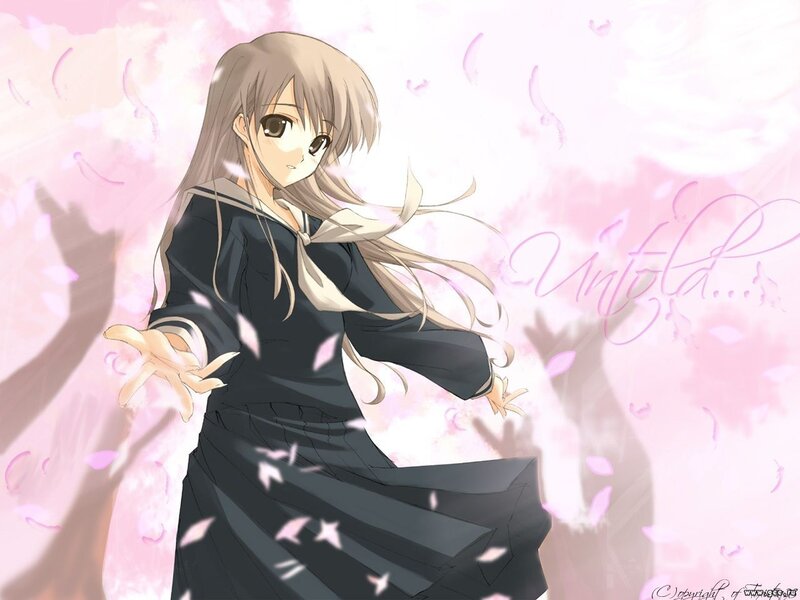 anime girl with cherry blossoms