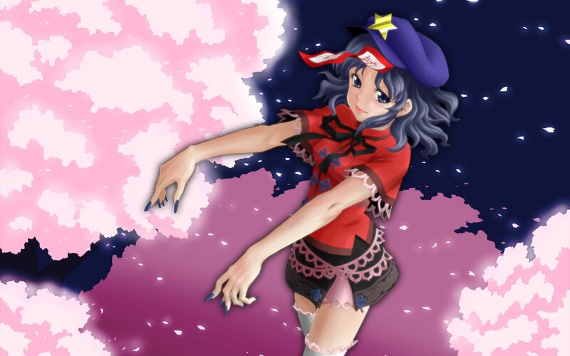 anime girl with cherry blossoms