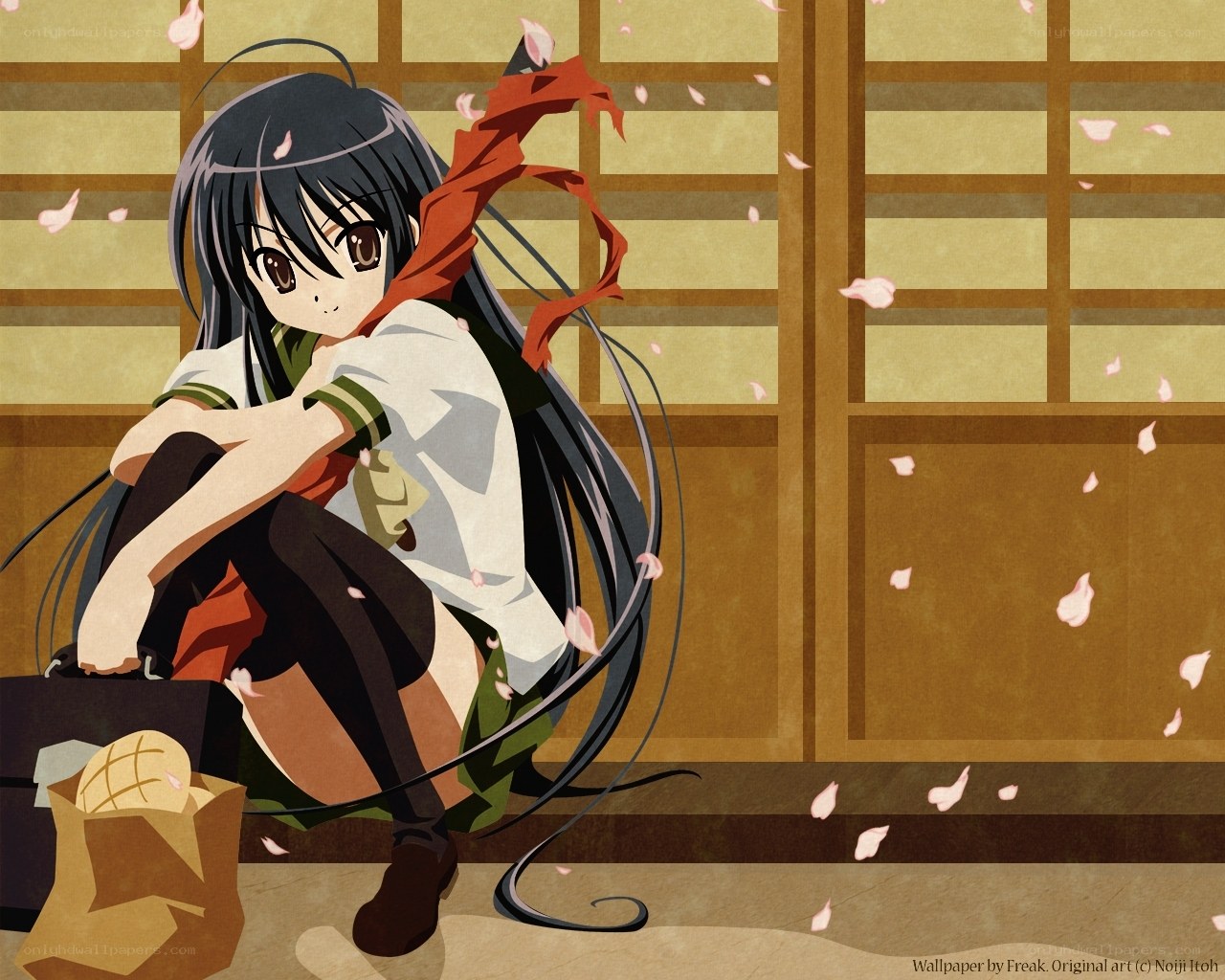 anime girl with cherry blossoms