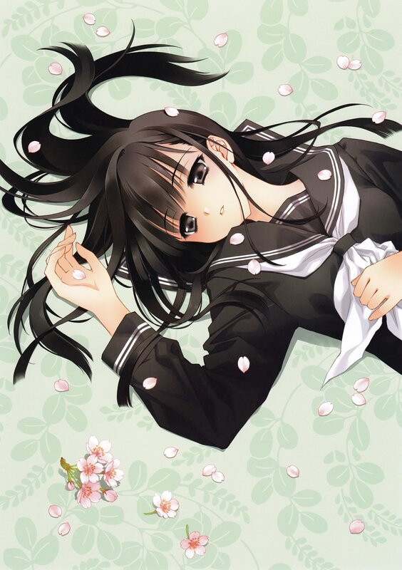 Anime girl with cherry blossoms