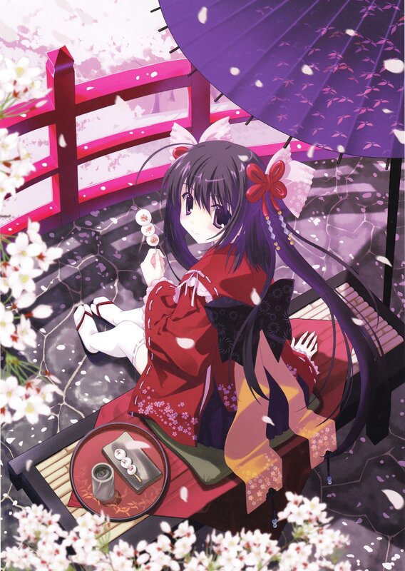 Anime girl with cherry blossoms