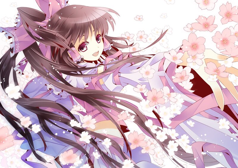 anime girl with cherry blossoms