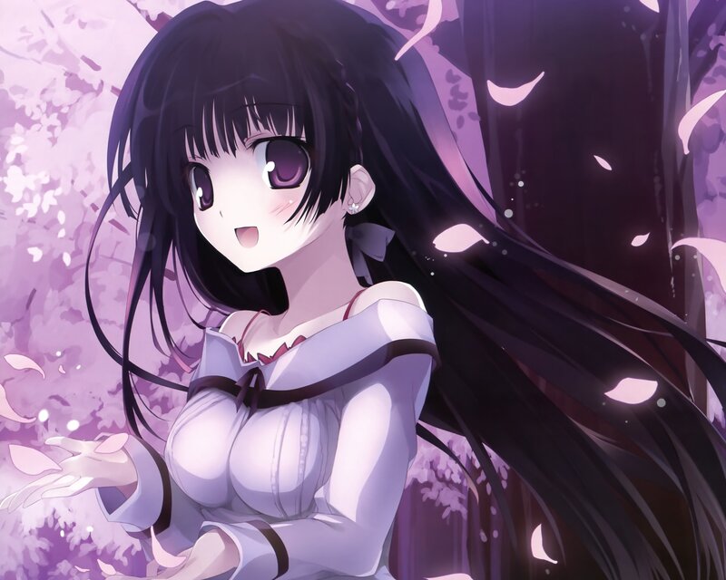 anime girl with cherry blossoms