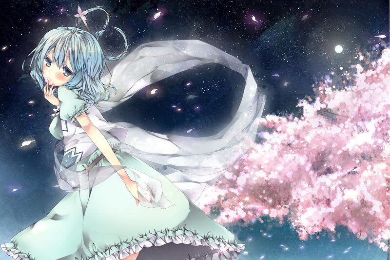 Anime girl with cherry blossoms