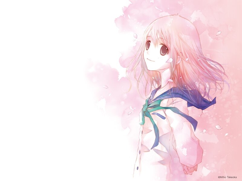 anime girl with cherry blossoms