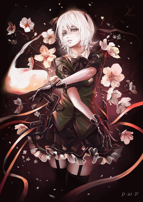 Anime girl with cherry blossoms