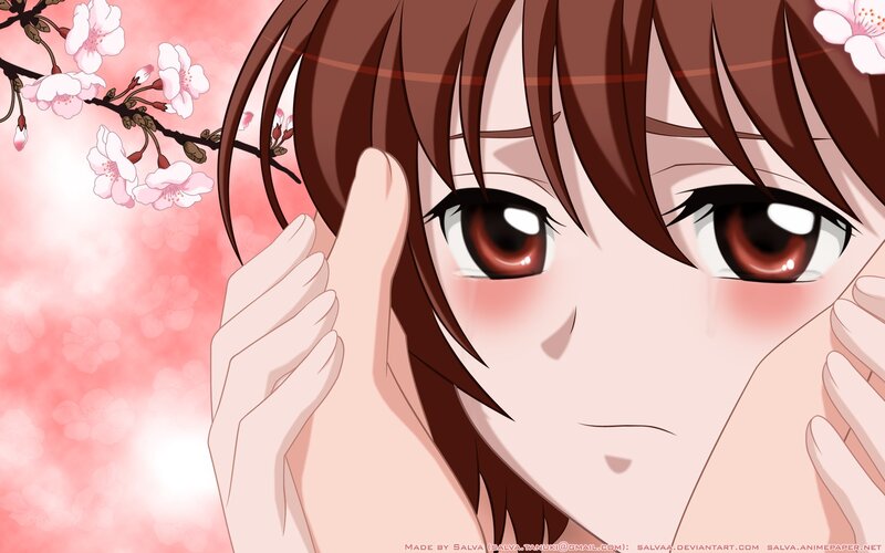 anime girl with cherry blossoms