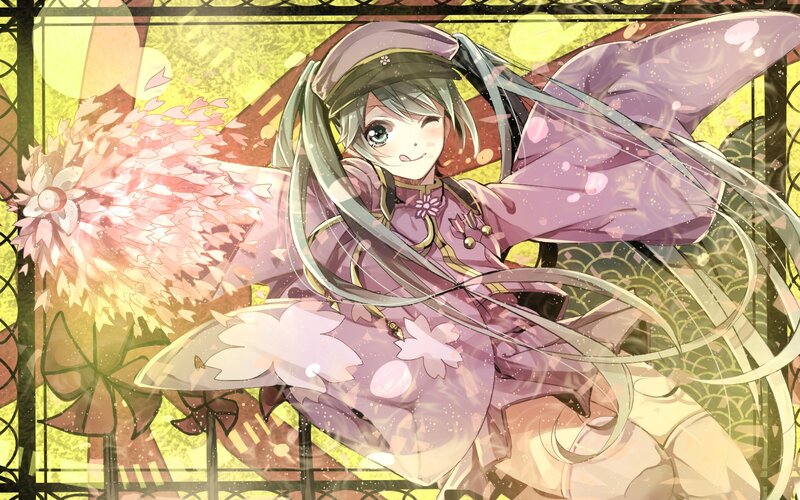 anime girl with cherry blossoms