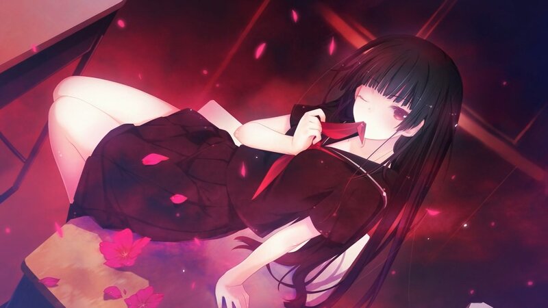anime girl with cherry blossoms