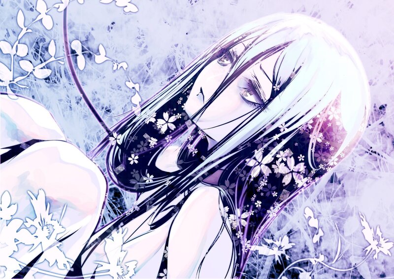 anime girl with cherry blossoms