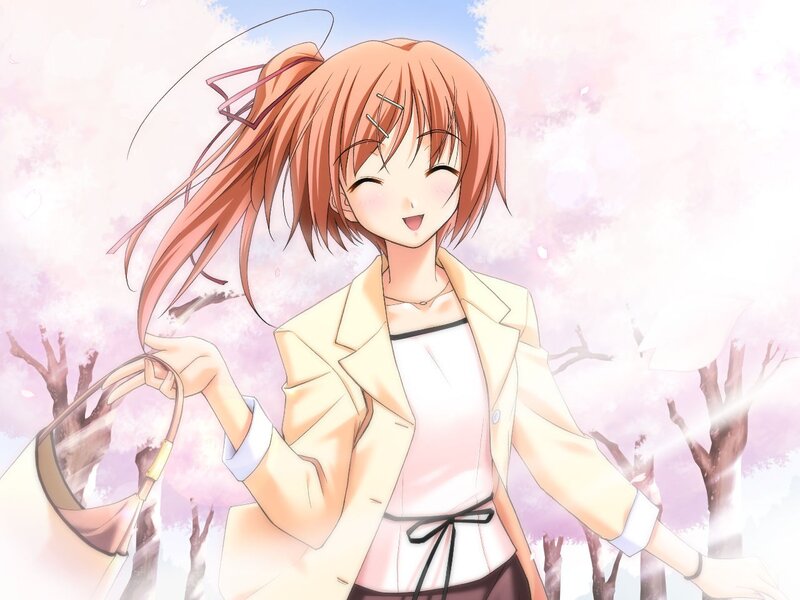 anime girl with cherry blossoms