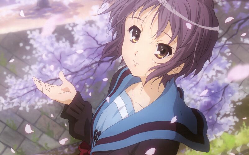 anime girl with cherry blossoms