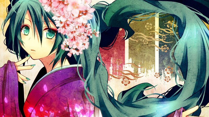 anime girl with cherry blossoms