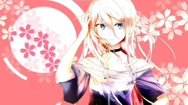 anime girl with cherry blossoms