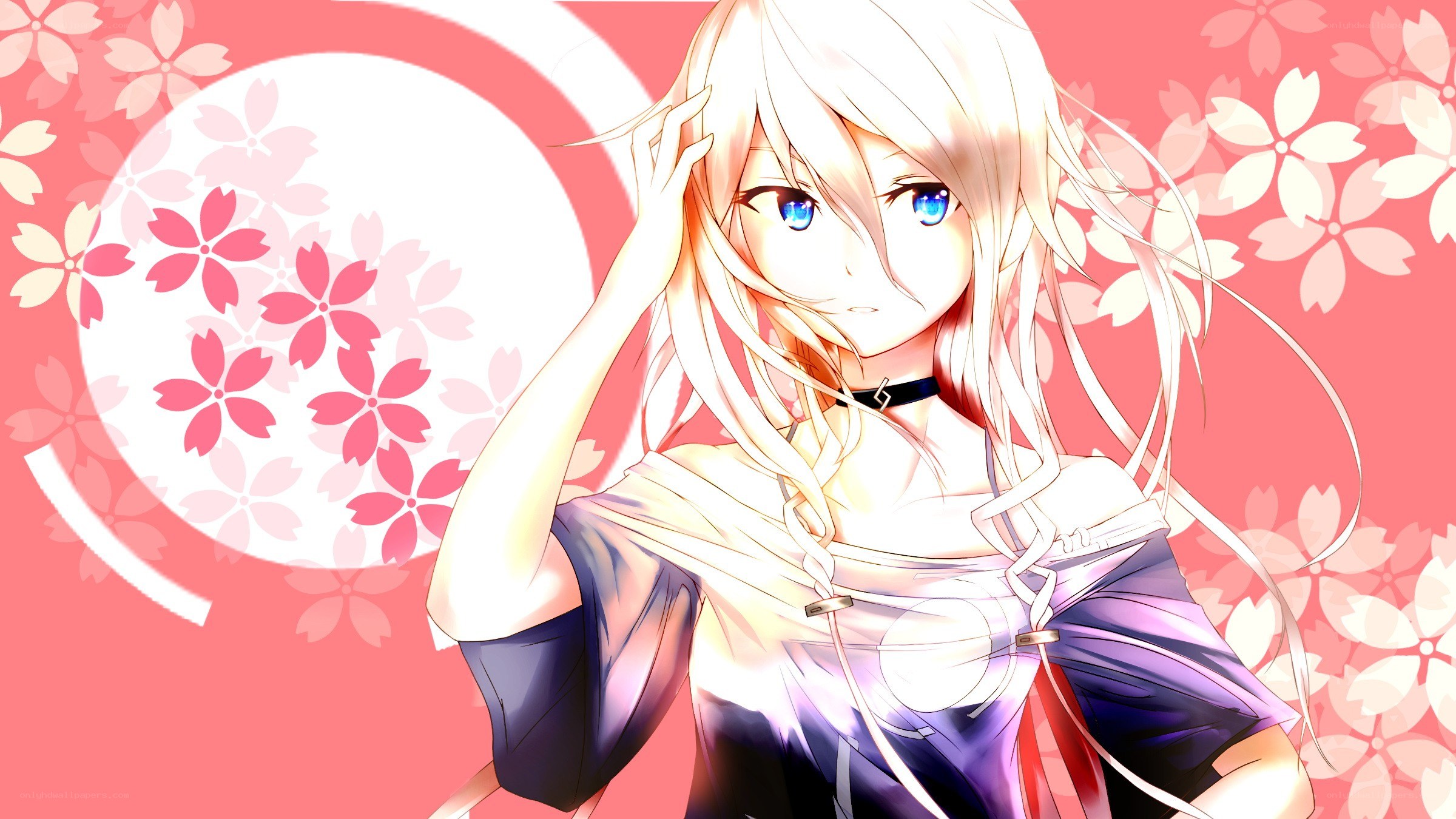 anime girl with cherry blossoms
