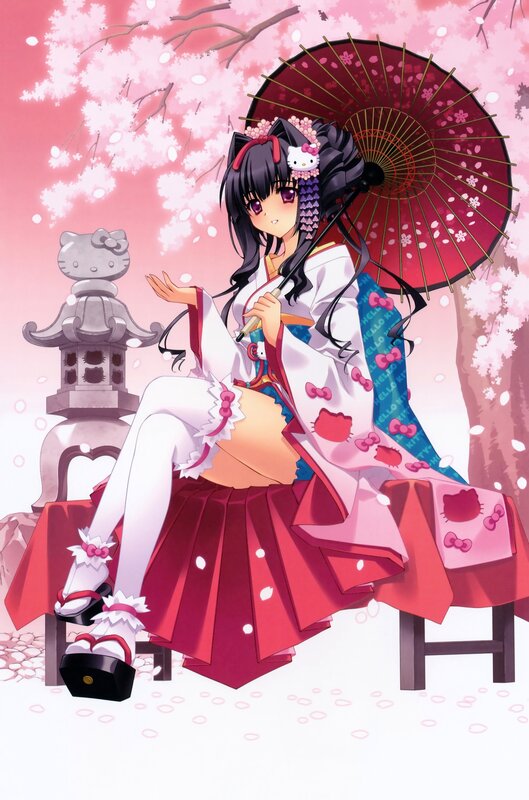 Anime girl with cherry blossoms