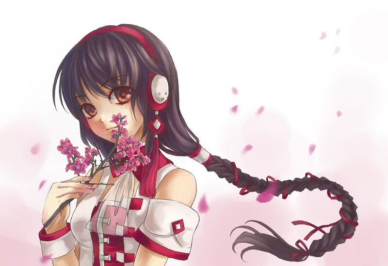 anime girl with cherry blossoms